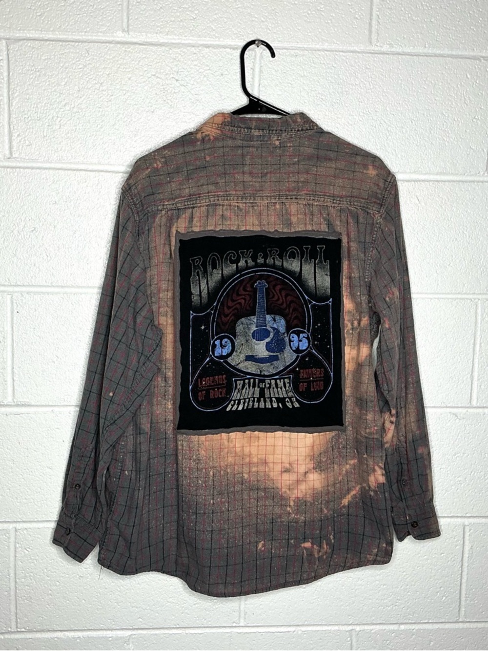 < Handmade Rock & Roll Hall Of Fame Bleach Dyed Flannel > - Picture 1 of 4